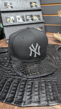 CUSTOM NY BLACK CROCODILE 🐊 LEATHER SNAPBACK OSTRICH EL PLEBE HATS EXCLUSIVE 🔥