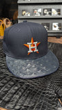 CUSTOM H-TOWN NAVY BLUE OSTRICH LEATHER SNAPBACK HAT EL PLEBE HATS EXCLUSIVE 🔥