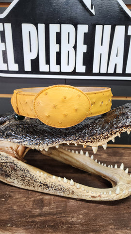 AUTHENTIC OSTRICH BELT IN BUTTERCUP / CINTO DE AVESTRUZ EN MANTEQUILLA