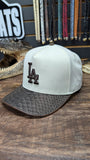 CUSTOM LA DODGERS BROWN 🐍LEATHER SNAPBACK HAT EL PLEBE HATS EXCLUSIVE 🔥