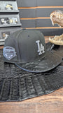 2025 WORLD CHAMPIONS LA HAT BLACK OSTRICH LEATHER 💯 ORIGINAL (EL PLEBE HATS EXCLUSIVE)