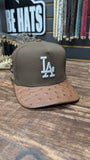 CUSTOM LA DODGERS RUSTIC BROWN OSTRICH LEATHER SNAPBACK HAT EL PLEBE HATS EXCLUSIVE 🔥