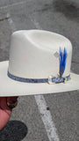 TOQUILLA / HATBAND 🐍💯 ORIGINAL EXOTIC LEATHER BLUE SAPPHIRE / FREE BLUE STETSON FEATHER INCLUDED