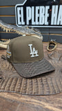 CUSTOM BROWN LA DODGERS 🌴 EXOTIC LEATHER 🐍 SNAPBACK HAT
