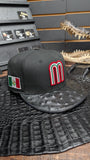 CUSTOM MEXICO BLACK OSTRICH LEATHER SNAPBACK HAT EL PLEBE HATS EXCLUSIVE 🔥