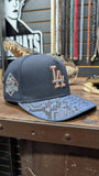 CUSTOM NAVY BLUE LA DODGERS SNAPBACK HAT 💯 ORIGINAL EXOTIC LEATHER 🐍 EL PLEBE HATS EXCLUSIVE 🔥