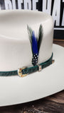 SOMBRERO 10,000X DIAMANTE 💎 FALDA DE 3" PALMA FINA CROCODILE 🐊 IMPERIAL GREEN