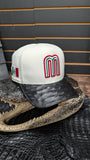 CUSTOM MEXICO M BLACK OSTRICH LEATHER SNAPBACK HAT 💯 ORIGINAL