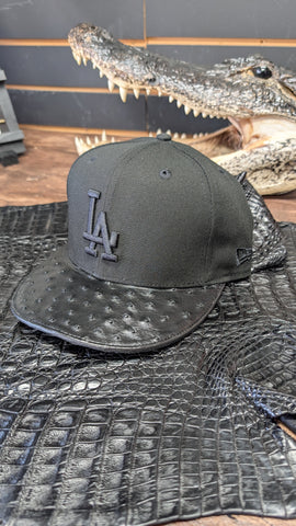 Custom Black Ostrich Triple Black LA Hat El Plebe Hats EXCLUSIVE
