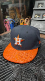 CUSTOM H-TOWN ORANGE CROCODILE LEATHER SNAPBACK HAT 💯 ORIGINAL