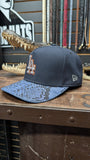 CUSTOM NAVY BLUE LA DODGERS SNAPBACK HAT 💯 ORIGINAL EXOTIC LEATHER 🐍 EL PLEBE HATS EXCLUSIVE 🔥