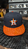 CUSTOM H-TOWN ORANGE CROCODILE LEATHER SNAPBACK HAT 💯 ORIGINAL
